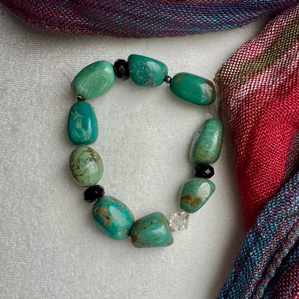 Turquoise Nugget Stretch Bracelet | Beaded Elastic Bracelet Southwestern Style